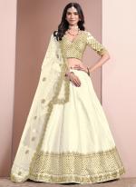 Art Silk White Wedding Wear Sequins Work Lehenga Choli